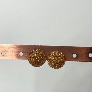 Orange Rhinestone Faux Topaz Goldtone Earrings